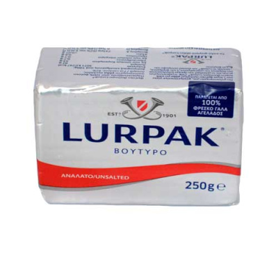 LURPAK UNSALTED BUTTER IN ALUMINIUM FOIL 250gr