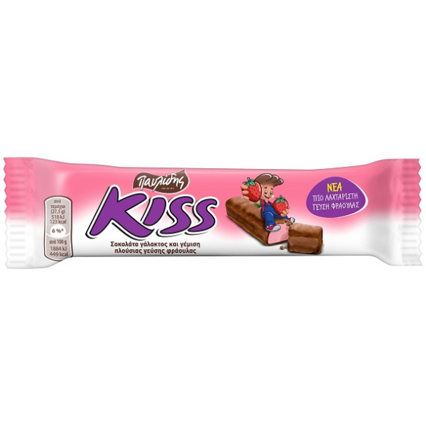 ΠΑΥΛΙΔΗΣ Kiss Σοκολάτα Γάλακτος με Κρέμα Φράουλα 27,5gr