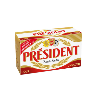 PRESIDENT UNSALTED BUTTER IN ALUMINIUM FOIL 250gr