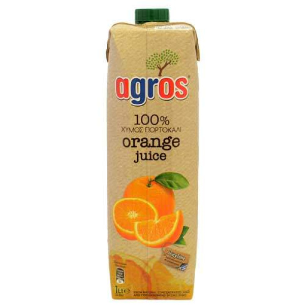 ΑΓΡΟΣ 100% Χυμός Πορτοκάλι 1lt