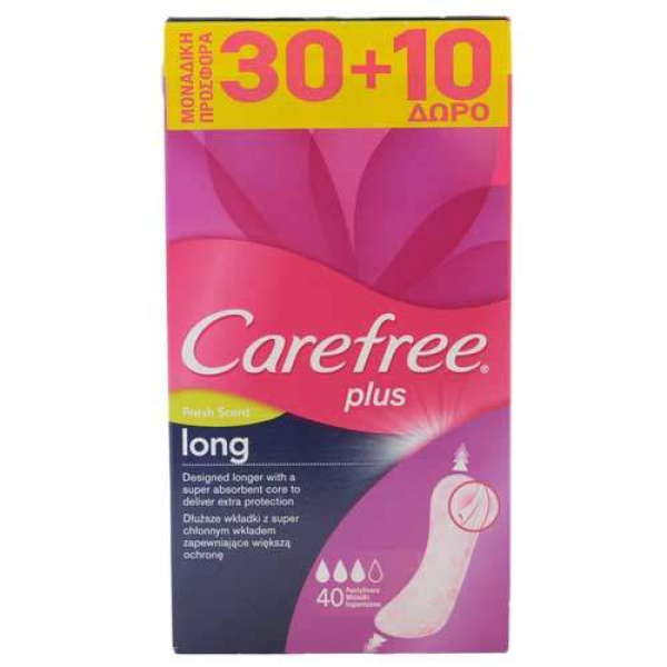 CAREFREE Plus Σερβιετάκια Long 30τεμ.+10Δωρεάν