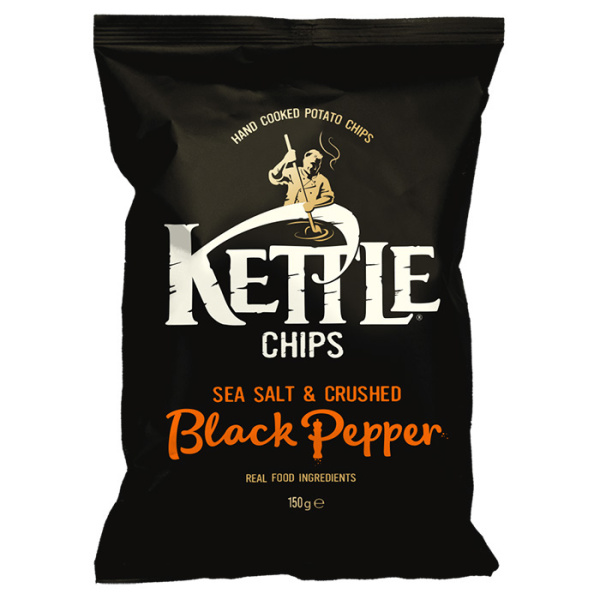 KETTLE CHIPS BLACK PEPPER & SEA SALT 130gr