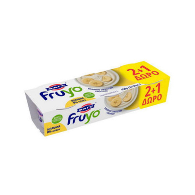 FAGE FRUYO STRAINED YOGHURT WITH BANANA 0% FAT (2+1FREE) 3x150gr