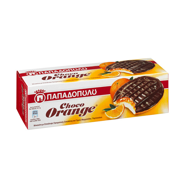 ΠΑΠΑΔΟΠΟΥΛΟΥ Μπισκότα με Επικάλυψη Σοκολάτας & Γέμιση Μαρμελάδας Πορτοκαλιού 150gr