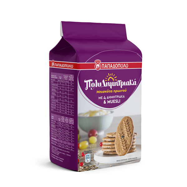 PAPADOPOULOU MULTICEREAL BISCUITS WITH 4 CEREALS & MUESLI 175gr