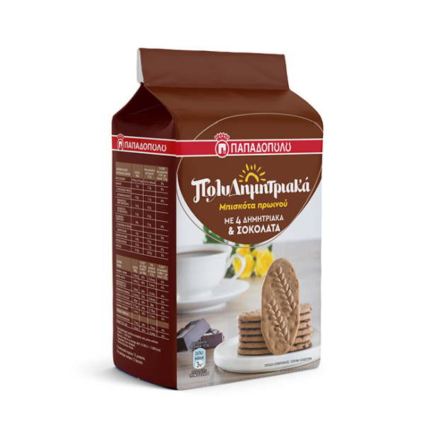 PAPADOPOULOU MULTICEREAL BISCUITS WITH 4 CEREALS & CHOCOLATE 160gr