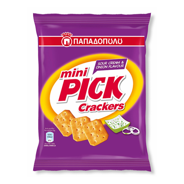 ΠΑΠΑΔΟΠΟΥΛΟΥ Pick Crackers Μίνι με γεύση Sour Cream & Κρεμμύδι 70gr