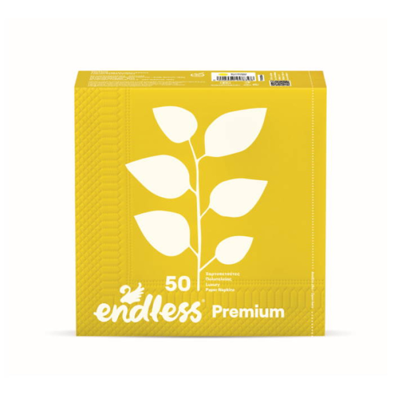 ENDLESS Premium Χαρτοπετσέτες Πολυτελείας Κίτρινες 33X33 50τεμ. 185gr