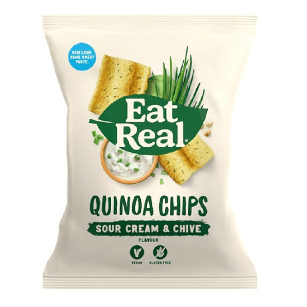 EAT REAL QUINOA CHIPS SOUR CREAM & CHIVES FLAVOUR GLUTEN FREE 80gr