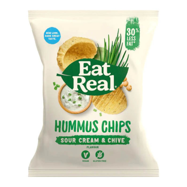 EAT REAL HUMMUS CHIPS SOUR CREAM & CHIVES FLAVOUR GLUTEN FREE 135gr