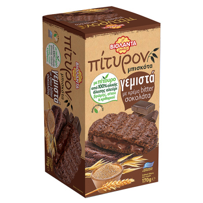 VIOLANTA PITYRON BRAN COOKIES FILLED BITTER CHOCOLATE CREAM 170gr