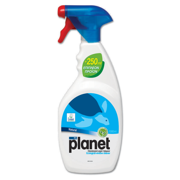 PLANET LIQUID MULTI SURFACE GLASS CLEANER NATURAL 750ml + 250ml FREE