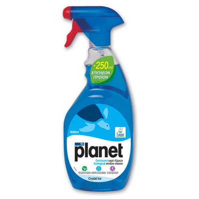 PLANET Οικολογικό Υγρό Τζαμιών Crystal Ice 750ml + 250mlΔωρεάν