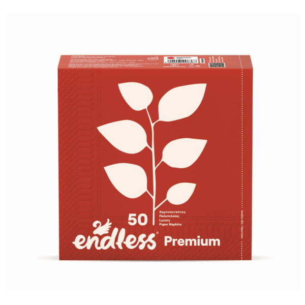 ENDLESS Premium Χαρτοπετσέτες Πολυτελείας Κόκκινες 33X33 50τεμ. 185gr