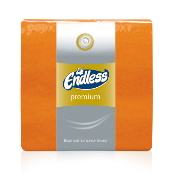 ENDLESS Premium Χαρτοπετσέτες Πολυτελείας Πορτοκαλί 33X33 50τεμ. 185gr