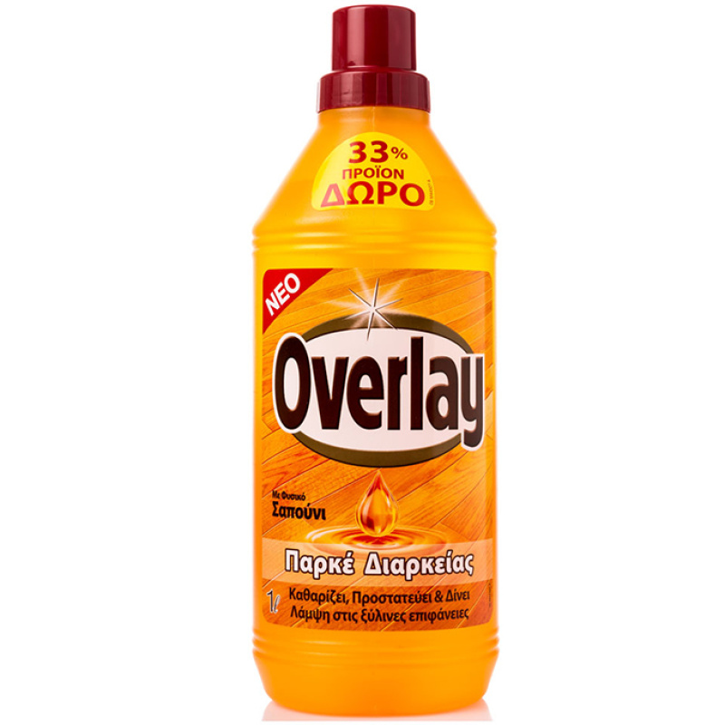 OVERLAY CLEANER FOR WOOD SURFACES WITH NATURAL SOAP 1lt + 33% FREE