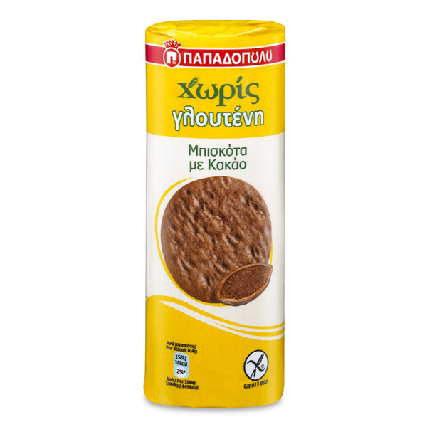PAPADOPOULOU GLUTEN FREE COCOA BISCUITS 200gr