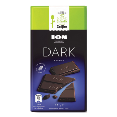 ION DARK CHOCOLATE WITH SWEETENERS 60gr