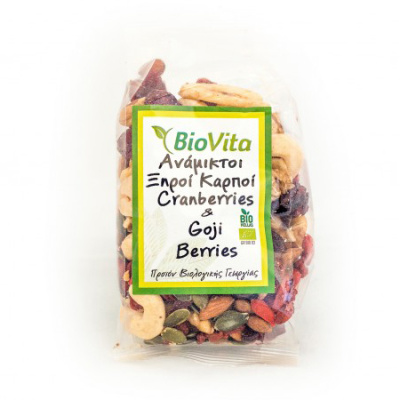 BIOVITA MIX NUTS CRANBERRIES & GOJI BERRIES 150gr bio