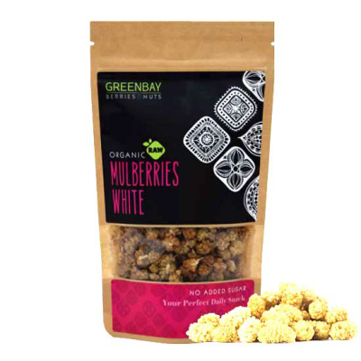 GREEN BAY DRIED WHITE RAW MULBERRIES 125gr bio