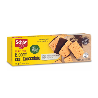 SCHAR GLUTEN & WHEAT FREE BISCUITS WITH DARK CHOCOLATE 150gr