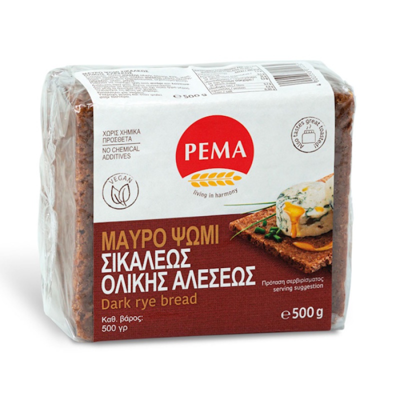 PEMA Μαύρο Ψωμί Σικάλεως Ολικής Άλεσης  500gr