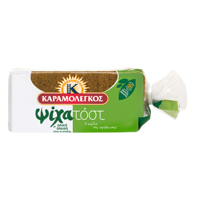 KARAMOLEGOS CRUSTLESS WHEAT AND RYE SLICED BREAD 480gr