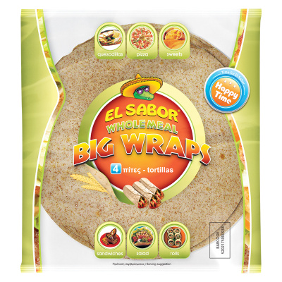 EL SABOR WHOLEMEAL BIG WRAPS TORTILLAS 4pcs 245gr