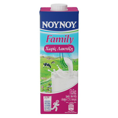 NOUNOU FAMILY LACTOSE FREE MILK LIGHT 1.5% FAT 1lt