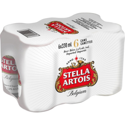 STELLA ARTOIS BEER CAN 5.2%VOL 6x330ml