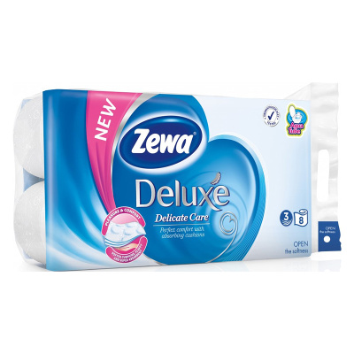 ZEWA DELUXE DELICATE CARE TOILET PAPER AQUA TUBE 8pcs