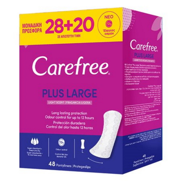 CAREFREE Plus Large Σερβιετάκια 28τεμ.+20Δωρεάν