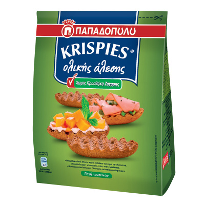 PAPADOPOULOU KRISPIES NO ADDED SUGAR WHOLEGRAIN RUSKS 200gr