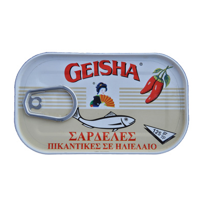 GEISHA SARDINES IN SUNFLOWER OIL SPICY 125gr