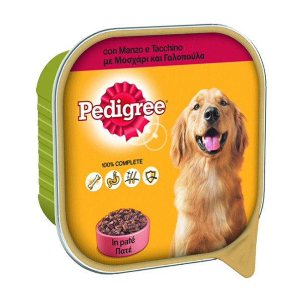PEDIGREE PATE FOR ADULT DOGS WITH BEEF AND TURKEY 300gr
