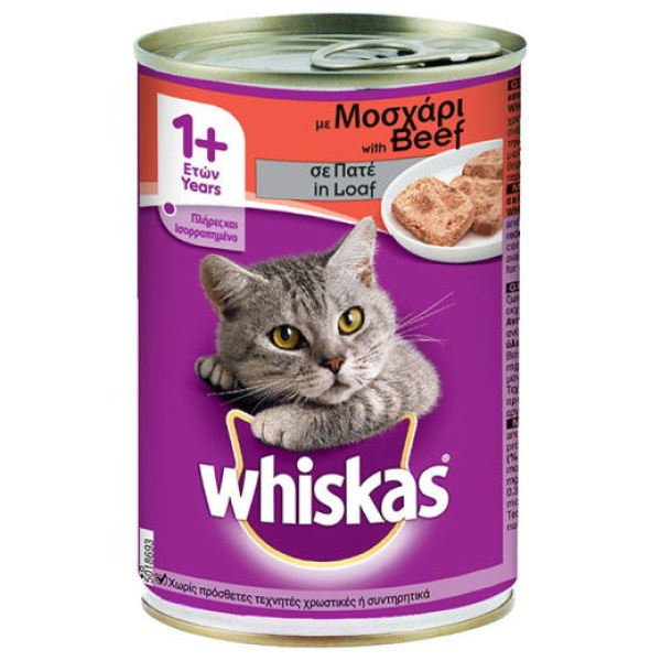 WHISKAS LOAF FOR ADULT CATS WITH BEEF 400gr