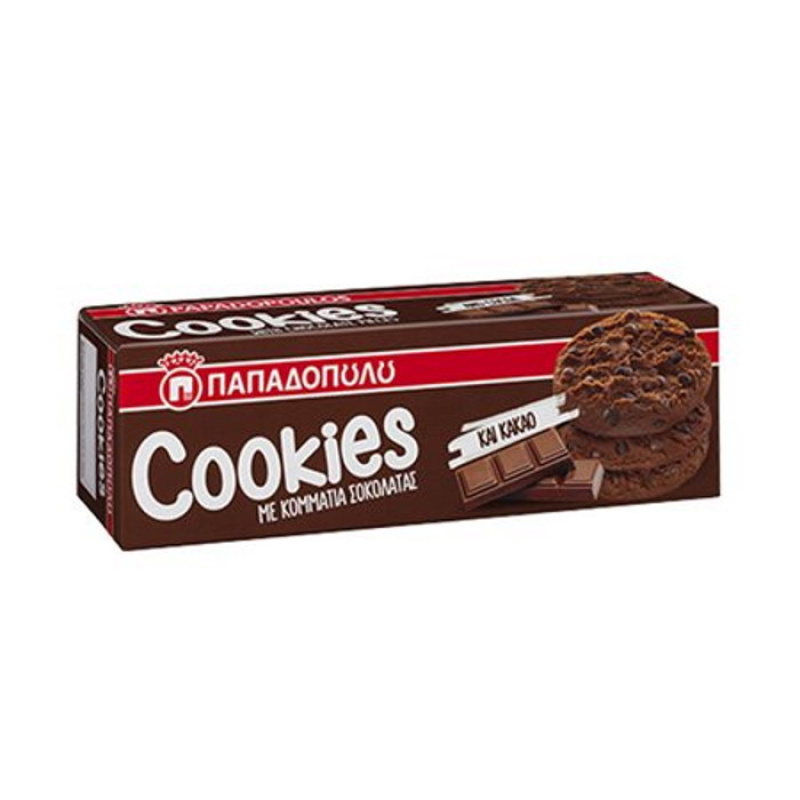 PAPADOPOULOU COOKIES WITH COCOA& CHOCOLATE PIECES 180gr
