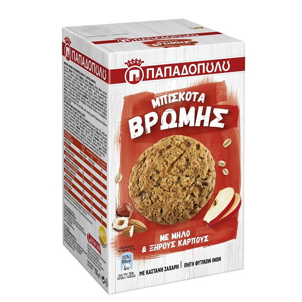 PAPADOPOULOU NUTRIES OAT BISCUITS WITH APPLE PIECES& NUTS 150gr