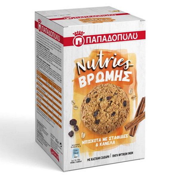 PAPADOPOULOU NUTRIES OAT BISCUITS WITH CURRANTS& CINNAMON 150gr