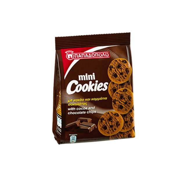 PAPADOPOULOU MINI COOKIES WITH DARK AND MILK CHOCOLATE PIECES & COCOA 70gr