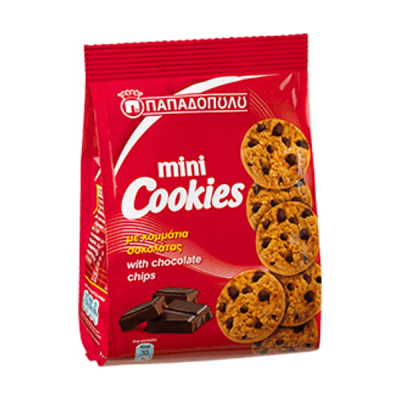 ΠΑΠΑΔΟΠΟΥΛΟΥ Mini Cookies με Κομμάτια  Σοκολάτα Γάλακτος & Κακάο 70gr