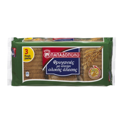 PAPADOPOULOU WHOLEGRAIN RUSKS 3pcs 240gr