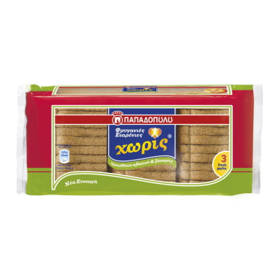 PAPADOPOULOU WHEAT RUSKS NO ADDED SALT & SUGAR 3pcs 240gr