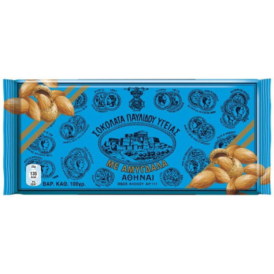 PAVLIDIS BITTER SWEET CHOCOLATE WITH ALMONDS 100gr