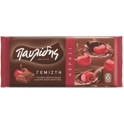 PAVLIDIS MILK CHOCOLATE FILLED WITH CHERRY CREAM 100gr