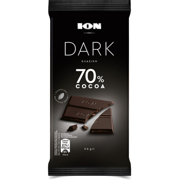 ION DARK CHOCOLATE CLASSIC 70% COCOA 90gr