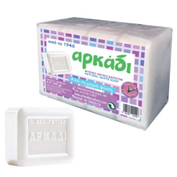 ARKADI Φυσικό Λευκό Σαπούνι 3+1Δώρο 600gr