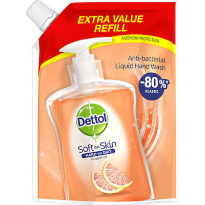 DETTOL ΥΓΡΟ Αντιβακτηριδιακό Σαπούνι Χεριών Γρέιπφρουτ Ανταλλακτικό 500ml