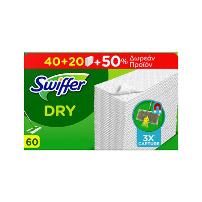 SWIFFER TRAP& LOCK DRY WIPES 40pcs+20 FREE