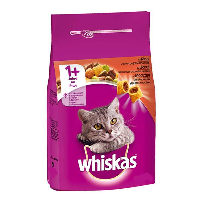 WHISKAS FOR ADULT CATS WITH BEEF 300gr